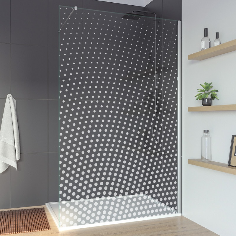 Design glazen wand douche met motief DOT 1T