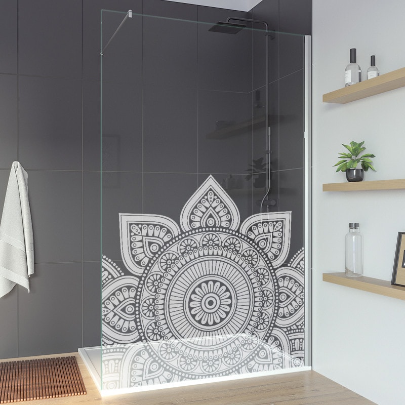 Douche glaswand speciale maat met motief MANDALA 1T