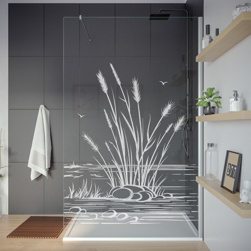 Douche wand met motief RIET 1T