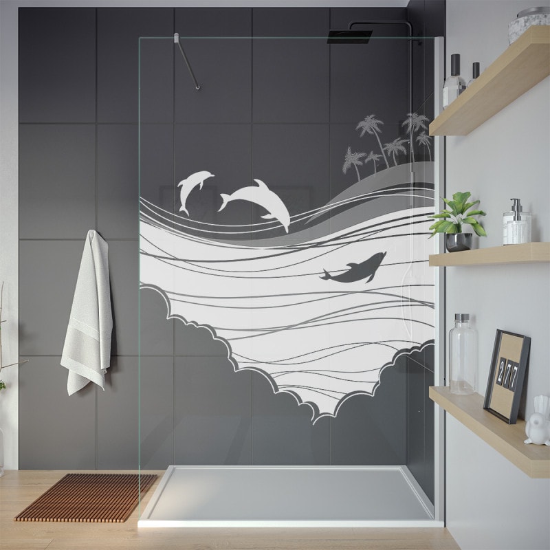 Douche wand met motief ZEE 2T