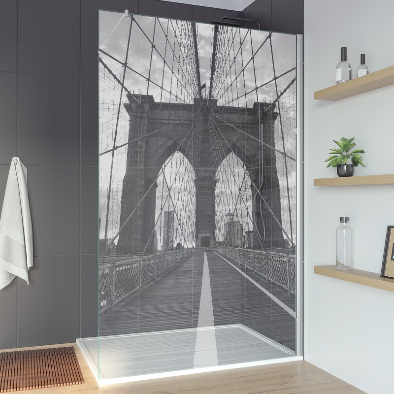 Douchewand met motief BROOKLYN BRIDGE (T)