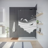 Douche wand met motief ZEE 2T