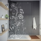 Douchewand met motief BLOEMEN 1T