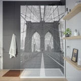 Douchewand met motief BROOKLYN BRIDGE (T)