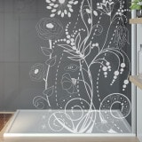 Douchewand met motief BLOEMEN 1T