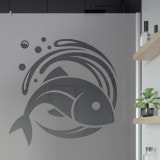 Douchewand met motief FISH (T)