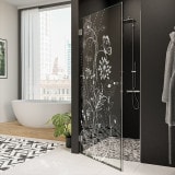 Douche glasdeur op maat met motief BLOEMEN 1/101