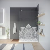 Douche glaswand speciale maat met motief MANDALA 1T