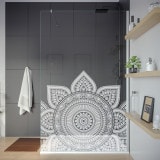 Douche glaswand speciale maat met motief MANDALA 1T