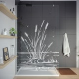 Douche wand met motief RIET 1T