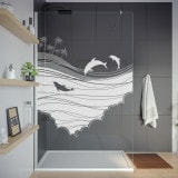 Douche wand met motief ZEE 2T