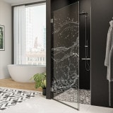 Douche nisdeur van echt glas met motief WATER 4/101