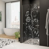 Douche glasdeur op maat met motief BLOEMEN 1/101