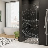 Douche nisdeur van echt glas met motief WATER 4/101